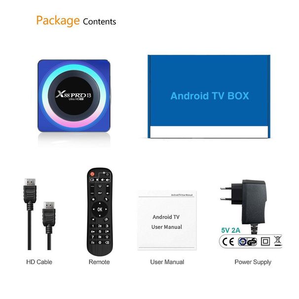 x88 Pro 13 Android 13.0 Wifi6 4/64 RK3528 Dual-band Bluetooth OTA TV-box_voghion.com