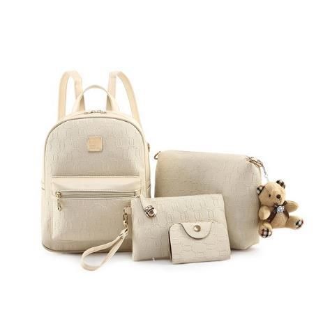 Sacs pour femmes Sac à dos tendance pour femmes Nouveau sac à dos simple pour femmes PU All Match quatre pièces Sac à dos grande capacité pour femmes_voghion.com