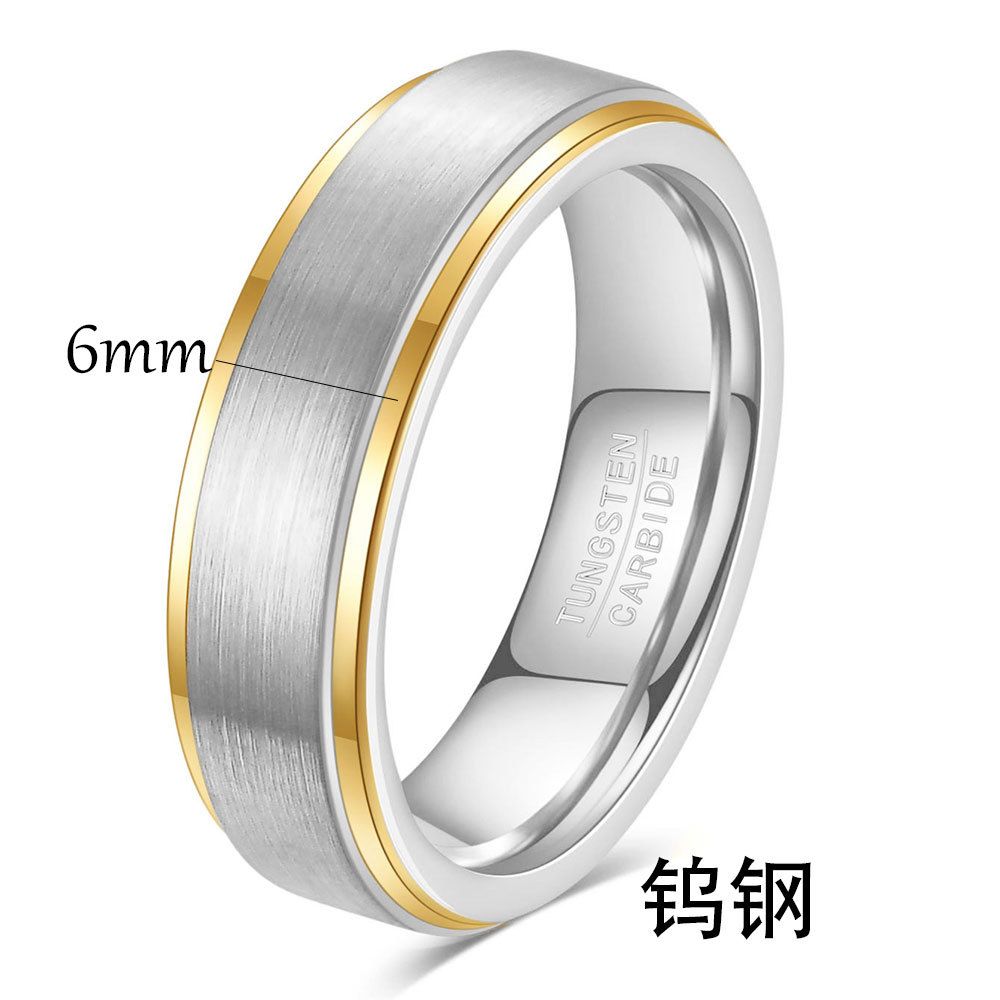 Klassieke ring van wolfraamstaal met kleurveranderende afwerking in zwart en goud, geometrisch ontwerp, maten 6-14 voor heren en dames_voghion.com