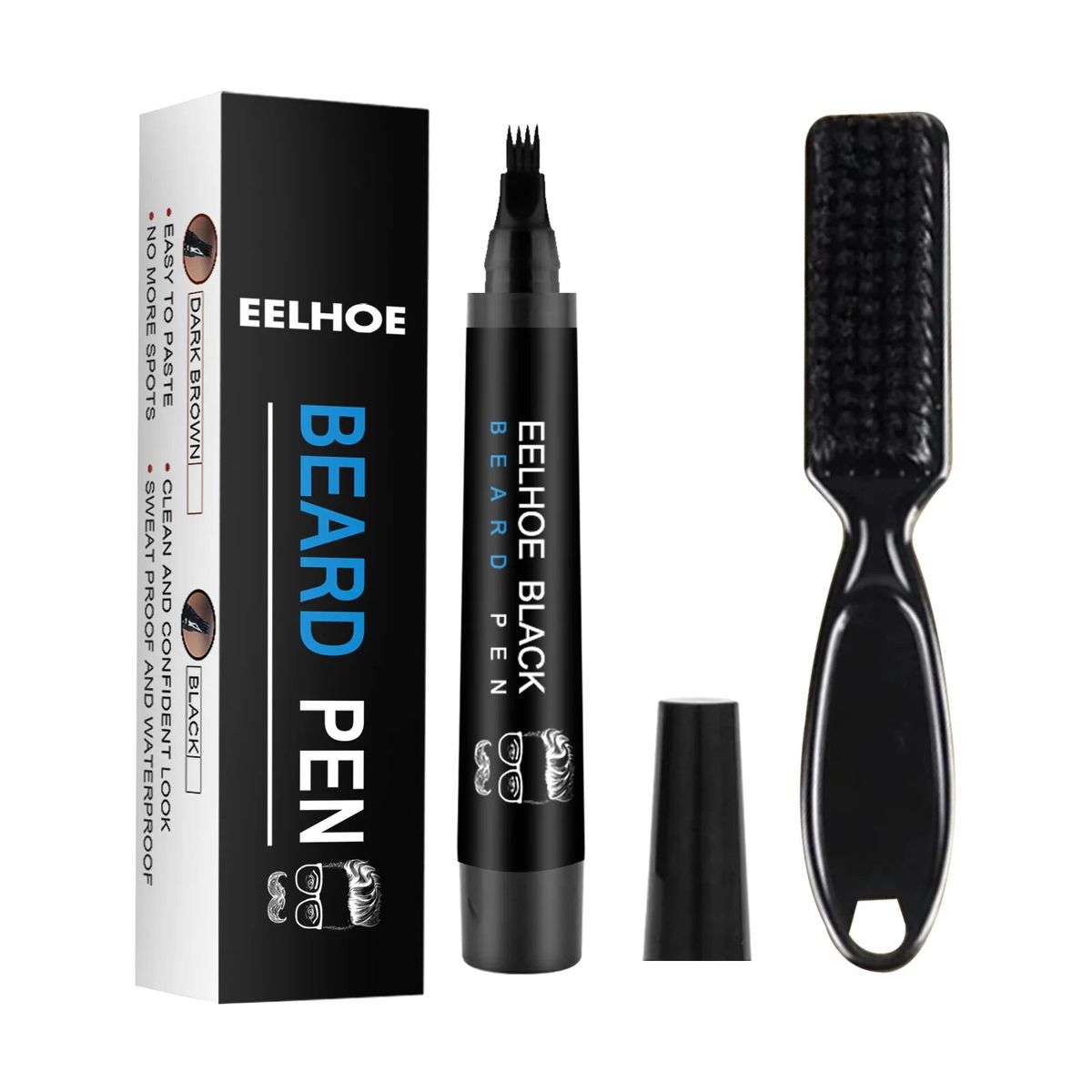 Beard Filling Pen Kit Facial Beard Shaping Enhancer with Brush Waterproof Black Brown Coloring Pencil Man Cosmetic Tools Male Men_voghion.com