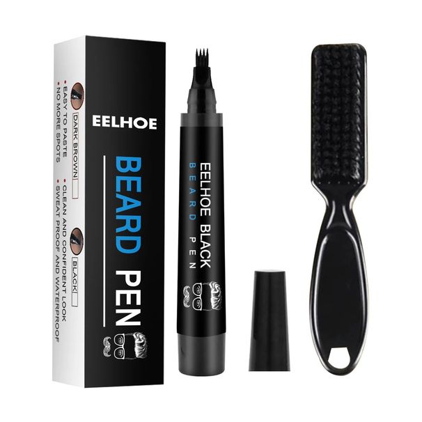 Beard Filling Pen Kit Facial Beard Shaping Enhancer with Brush Waterproof Black Brown Coloring Pencil Man Cosmetic Tools Male Men_voghion.com