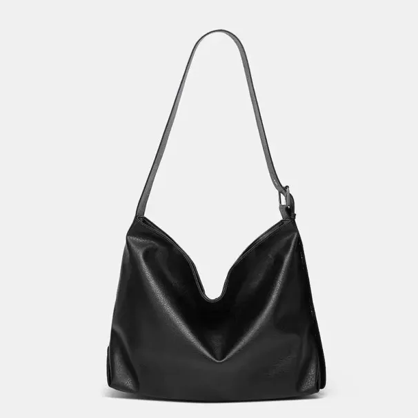 Torba listonoszka w prostym stylu retro z woskowanej skóry z 2025 roku, duża pojemność, szeroki pasek na ramię, jednokolorowa_voghion.com