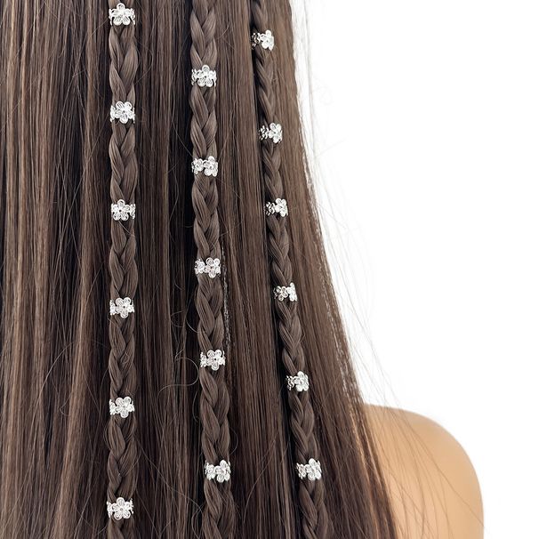 40 - Piece European And American Best - Selling DIY Wig Dreadlock Accessories, Plum - Blossom Braid Hair Extension Rings & Clips_voghion.com