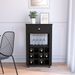 39' H Black Bar- Coffee Cart, Kitchen Or Living Room Cabinet Storage, With 12 Bottle Racks, A Central Shelf With 1 Cup Holders, 1 Drawer Ideal For S_voghion.com