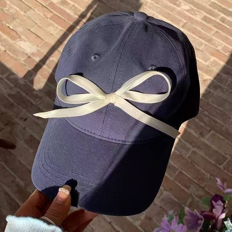 Bow Cap Children 2025 New Baseball Cap Big Head Circumference Showing Face Small Wide Brim_voghion.com