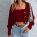 Women's button slim solid color two-piece knit cardigan sweater_voghion.com