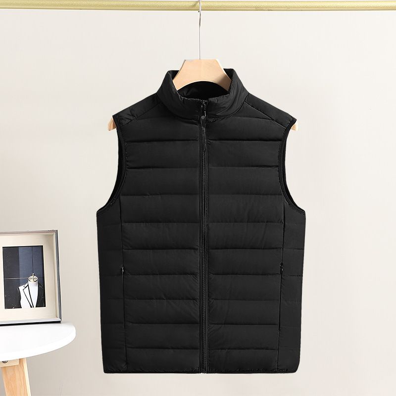  New Style Thin Down Jacket Warm Seamless Vest Vest Men's Stand Collar Large Size Short Back Waistcoat_voghion.com