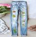 Women's Clothing new hole print casual straight mid waist women's washed jeans_voghion.com