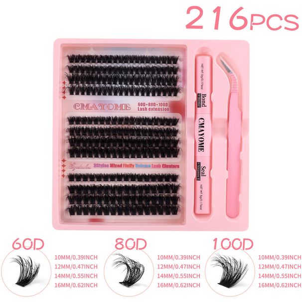 False Eyelashes Single Cluster Segmented Thick Curled D Curve 10 16mm Pink False Eyelashes Set Soft Eyelashes_voghion.com