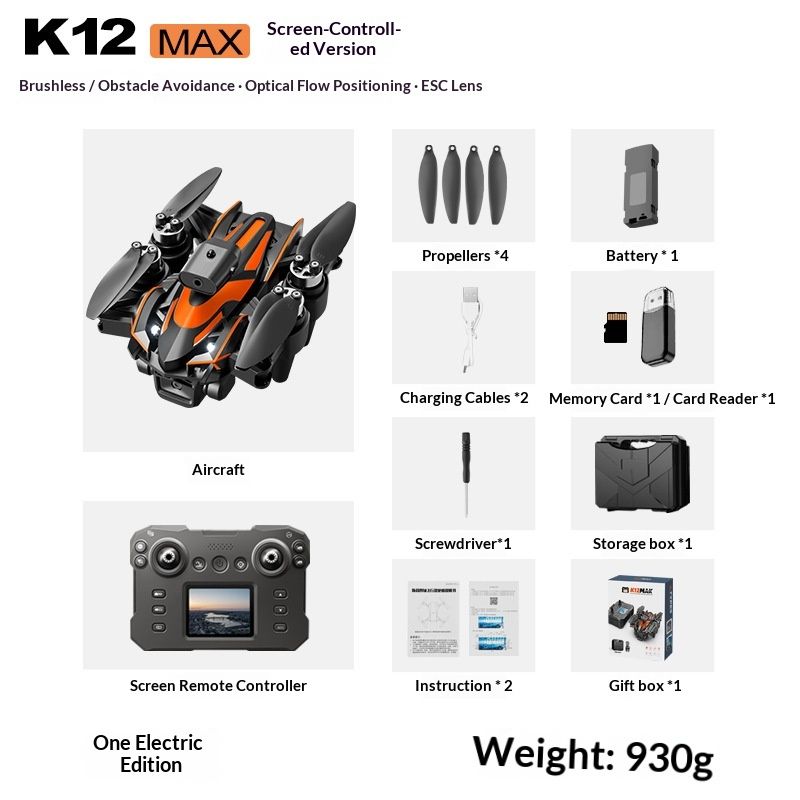Hold Cross-Border New Product K12Max Brushless Quadcopter Screen-Control Remote Control Aircraft HD Real-Time Aerial_voghion.com