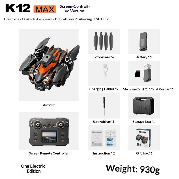 Hold Cross-Border New Product K12Max Brushless Quadcopter Screen-Control Remote Control Aircraft HD Real-Time Aerial_voghion.com