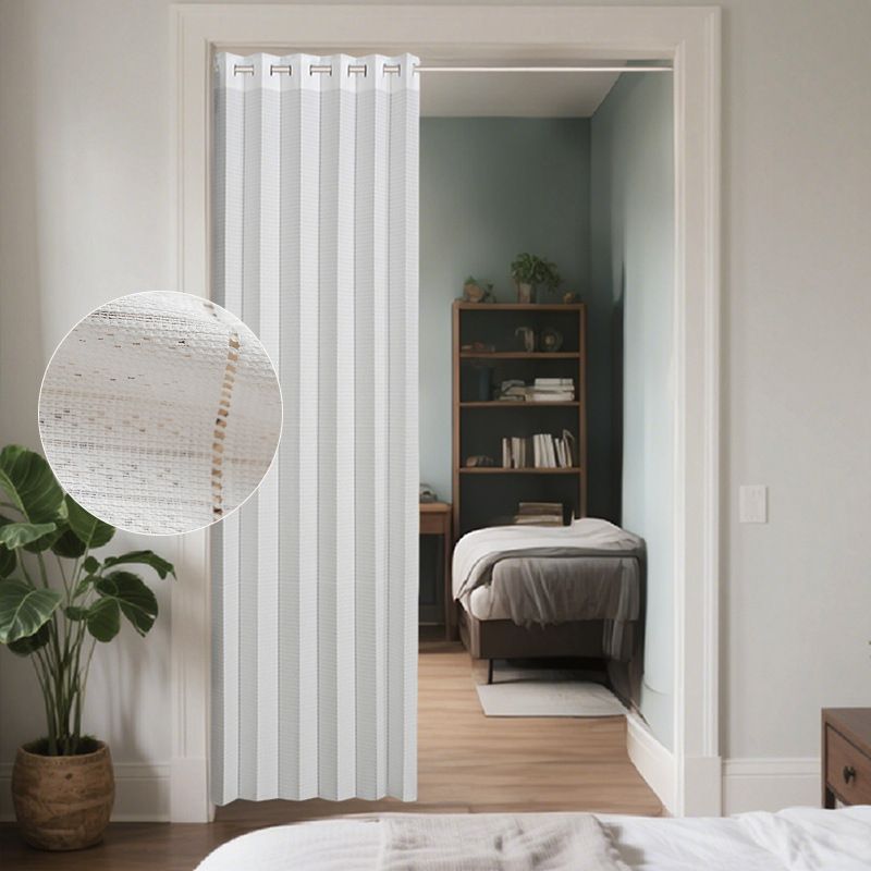Foldable Room Divider Curtain - No Drill Ins Style Door Curtain For Kitchen, Bathroom, Living Room, 100% Polyester, Space Saving_voghion.com