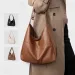 Yeni Kadın Vintage Hobo Trendy Kova PU Katı Omuz Çantası Büyük Kapasiteli Retro Tote Çanta Yumuşak Koltuk Altı Günlük Arkadaşlık_voghion.com