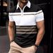 Polo d'été à manches courtes pour homme, imprimé à motifs simples, décontracté, rayé_voghion.com