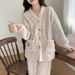 Autumn And Winter New Shu Cotton Lint Thickened Cardigan Pajamas Loungewear Set_voghion.com