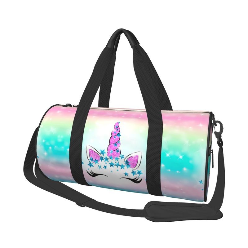 Happy Birthday Unicorn Sport Bags Pinkl Girl with Shoes Gym Bag Portable Couple Pattern Handbag Swimming Funny Fitness Bag_voghion.com