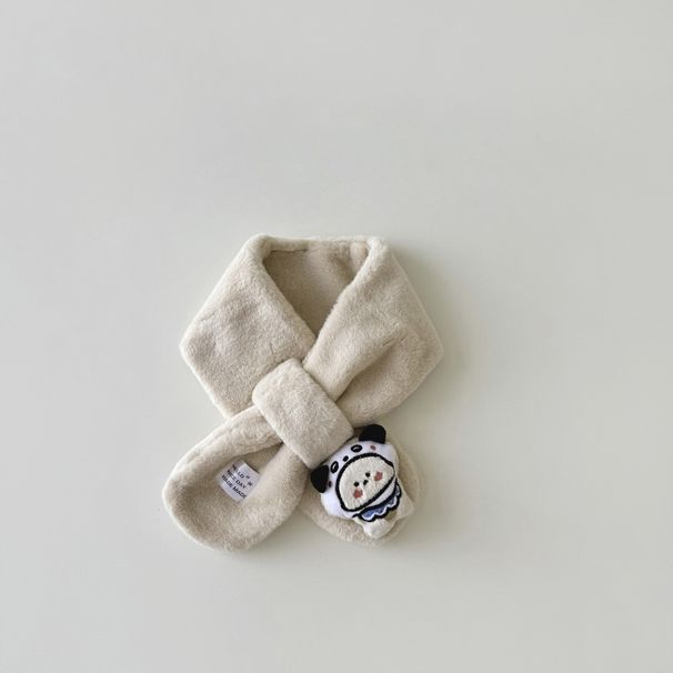 Kindersjaal en handschoenen tweedelig winddicht warm kruis pluche baby slabbetje_voghion.com