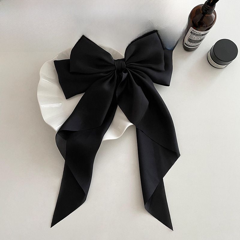 Bow Streamer juukseklamber Lihtne käsitsi valmistatud satiinist vedruklambriga juukseklamber Juuste aksessuaarid_voghion.com