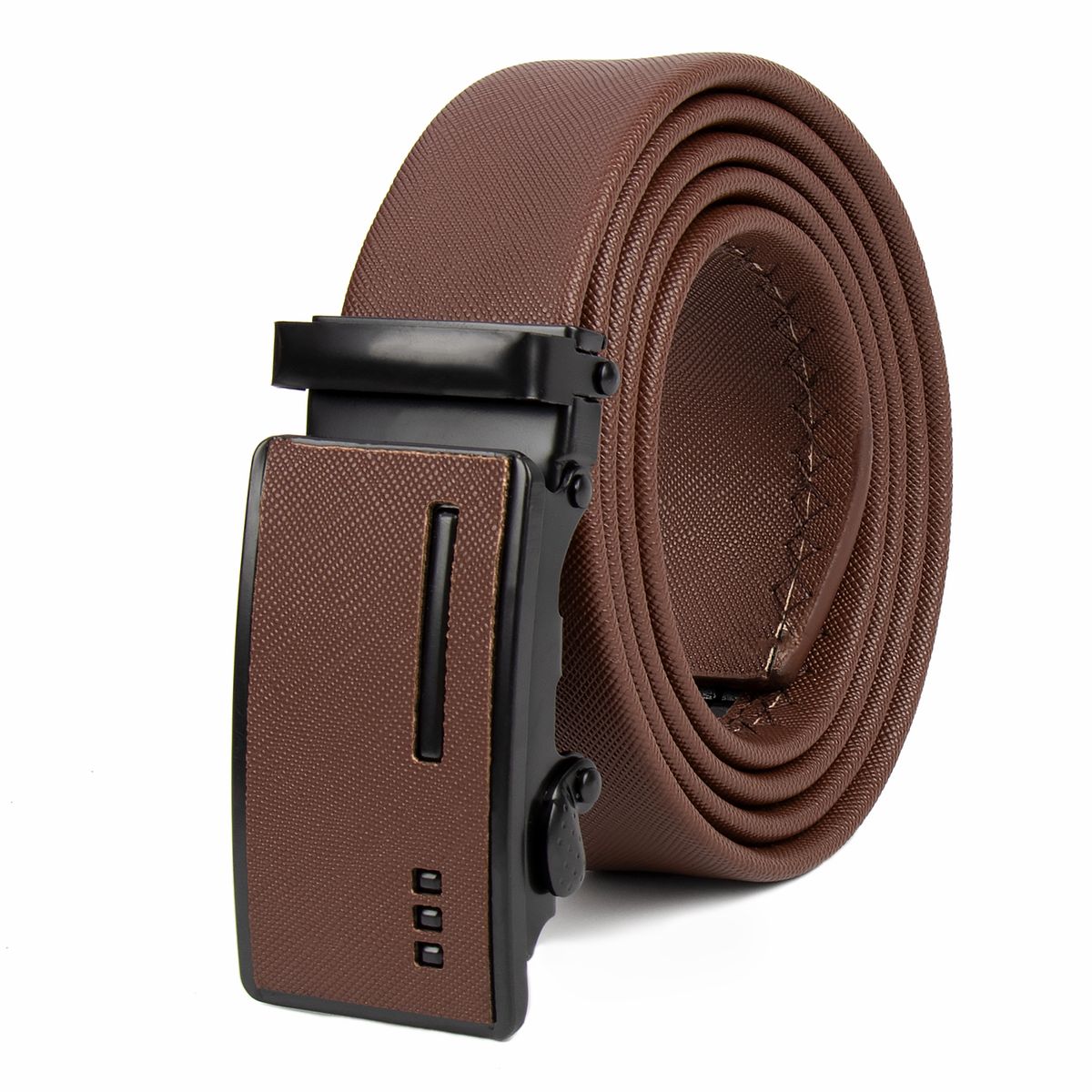 HOT 【LEON'S】Cintura da uomo in pelle di alta qualità con fibbia automatica in metallo, cinturino in PU nero in pelle di mucca NUOVO_voghion.com