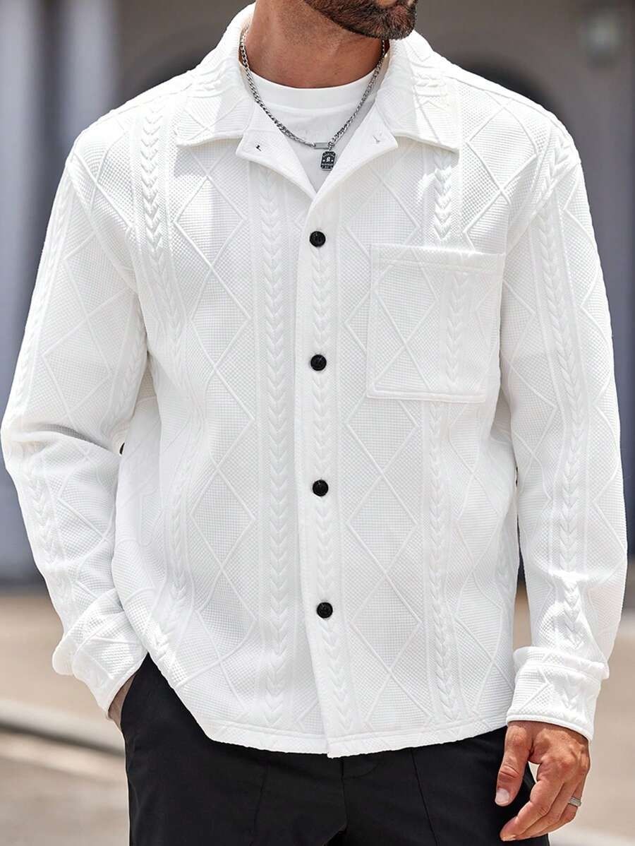 Herrenbekleidung Herbst und Winter Neue Herren Strick Jacquard Lose Revers Freizeitjacke Herrenjacke High End_voghion.com