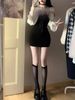 Autumn/winter Women's Two-piece Illusion Long Sleeve Waist-fitted Slimming Dress Short Skirt_voghion.com