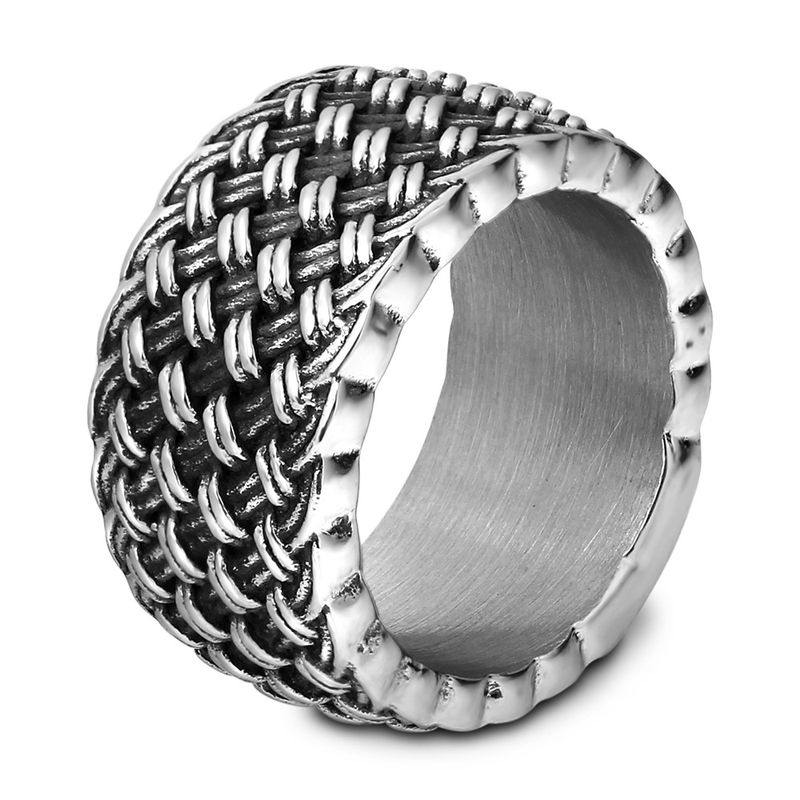 Bague tressée en acier titane pour homme, design simple et rétro de style coréen, bague d'amour entrelacée, tendance et personnalisée_voghion.com