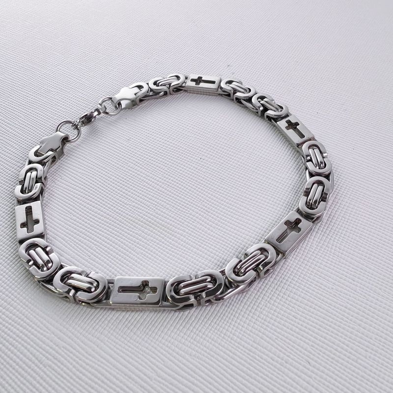 Collana con ciondolo a forma di croce dell'imperatore, in acciaio inossidabile, con anello piatto, per uomo e donna, fatta a mano._voghion.com