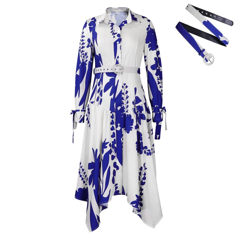 Abito da commercio estero con risvolto irregolare stampato temperamento da donna_voghion.com
