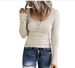 Women's Button-down Vest Color V-neck Long Sleeve T-shirt Top_voghion.com