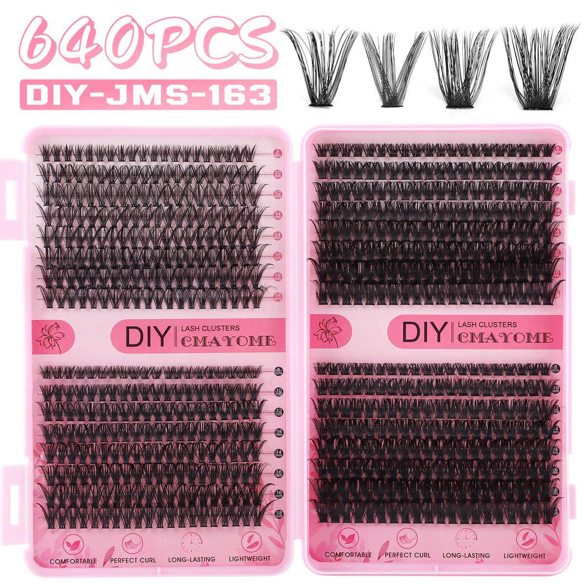 640 - Cluster Segmented False Eyelashes Set, Natural Curly Universal Lashes For Daily Wear_voghion.com