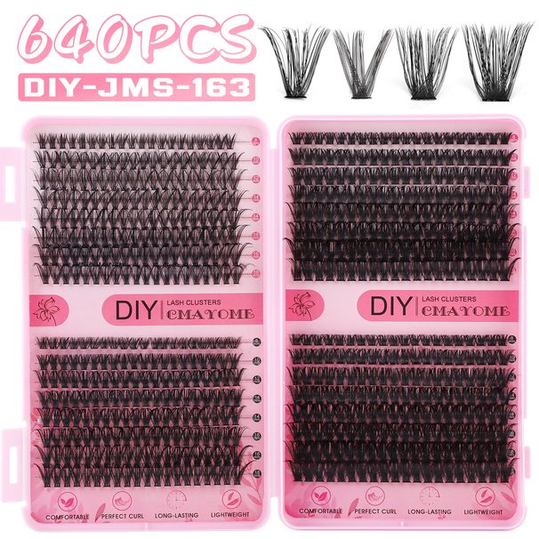 640 - Cluster Segmented False Eyelashes Set, Natural Curly Universal Lashes For Daily Wear_voghion.com