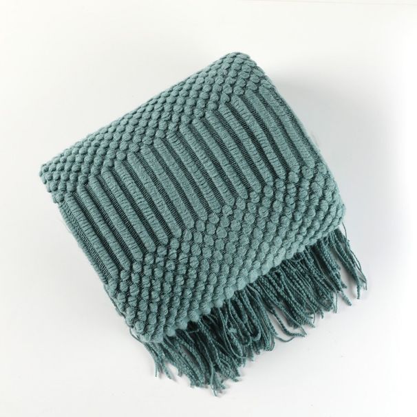 Nordic-Style Acrylic Knit Throw Blanket – Soft Lightweight Blanket For Sofa, Bed & Travel (12 Minimalist Colors, Fringe Detail)_voghion.com