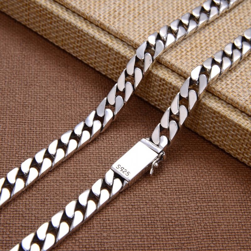 Collana Cuba di Tredy Me S in argento puro da 8 mm, elegante, alla moda, con ciondolo a forma di dio per ragazzi e scolaretti._voghion.com