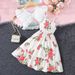 Young Girls Clothing Flower Print Suspender Dress Sleeveless Lace Thin Top Two Piece Suit_voghion.com