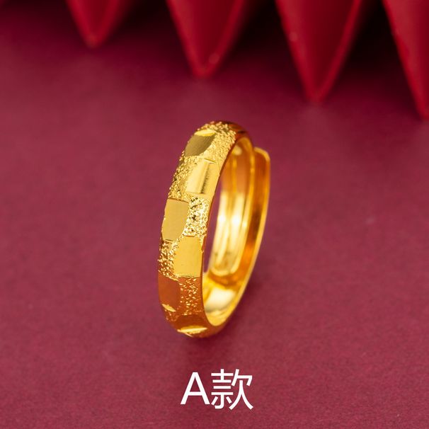 Vietnamese Gold-Plated Ring For Men Women, Couple's Ancient Craft Inheritance, Simple And Elegant Gift With Adjustable_voghion.com