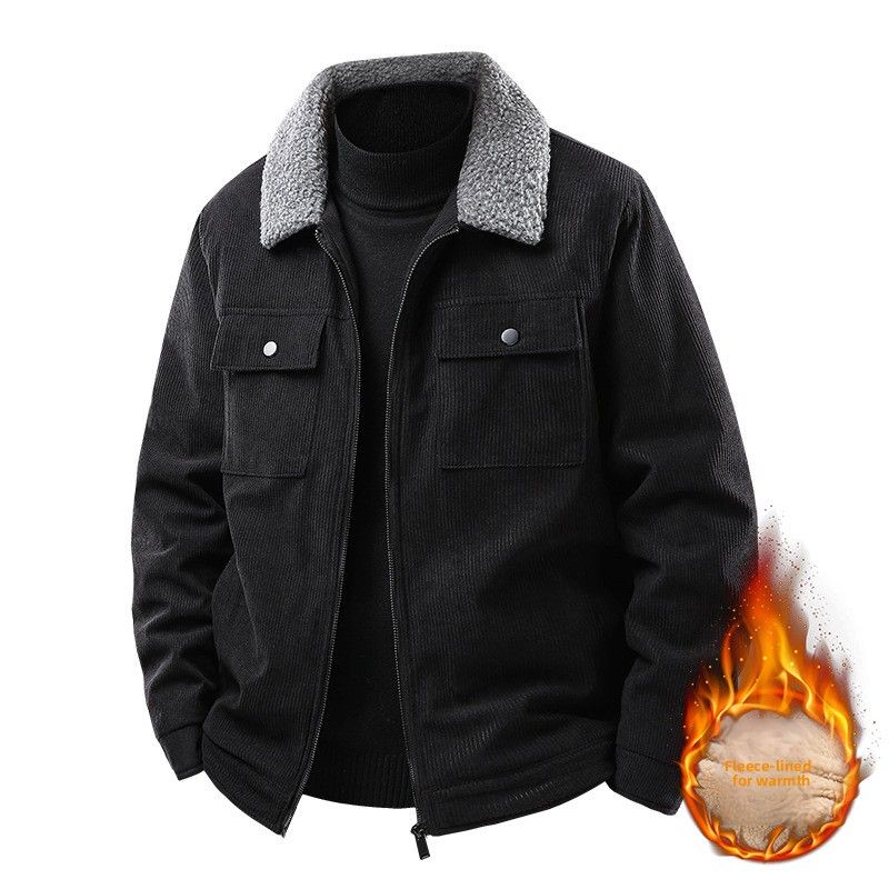 Cordjacke Herren Baumwollkleidung Herren Samt Verdickte Lammwolle Jacke Baumwollkleidung_voghion.com