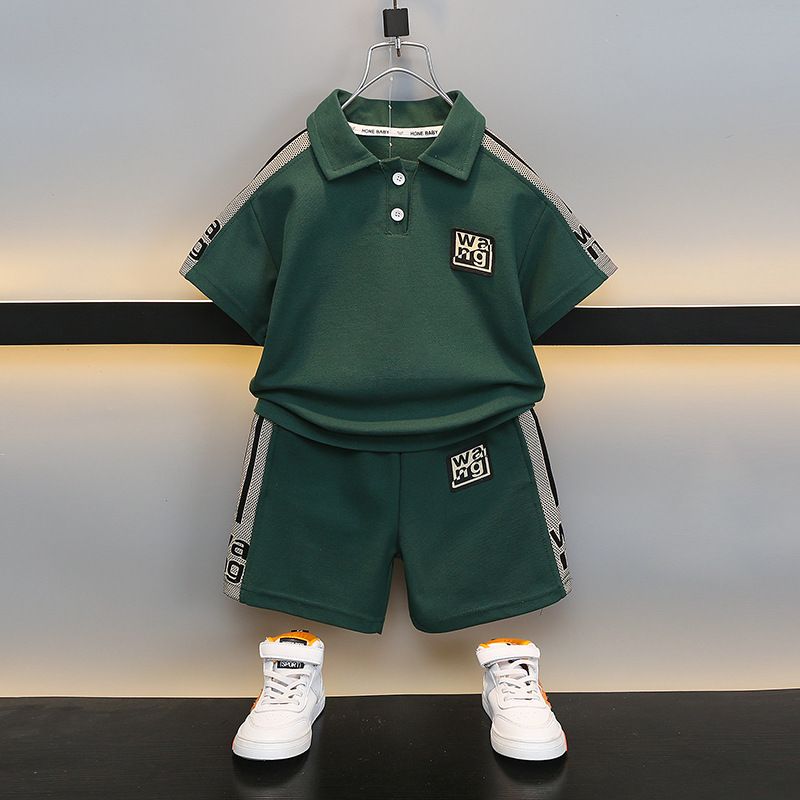 Boys' short sleeved suit 2024 summer new children's clothing Korean version handsome boy baby polo shirt clothes trendy_voghion.com