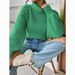 Maglione a collo alto e maniche lunghe da donna - Pullover casual in maglia a trecce (bianco, nero, verde, beige, arancione, verde fluorescente, rosso, marrone)_voghion.com