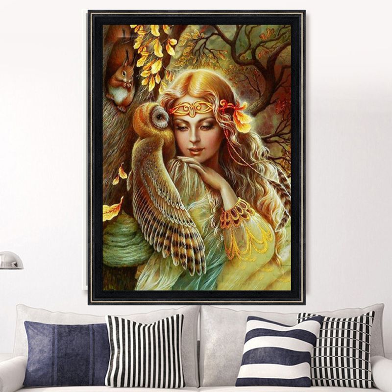 Beautiful woman and phoenix diamond cross stitche decorative painting_voghion.com