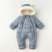 Winter Baby Jumpsuit With Fleece Lining – Double-Zipper Hooded Romper For Boys & Girls (66-100cm, Black/Pink/Light Blue)_voghion.com