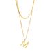 Pendente a forma di lettera a doppio strato in argento sterling placcato oro, luce di lusso, catena per clavicola abbinata, design di nicchia femminile di alta qualità_voghion.com