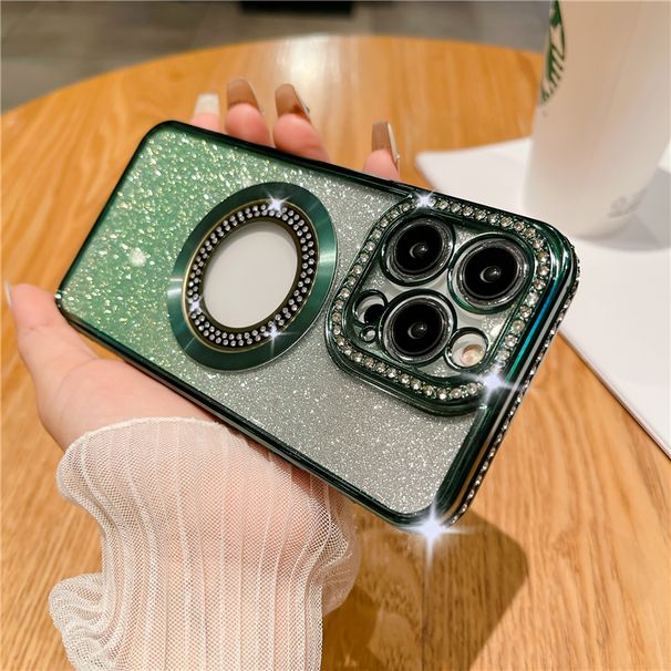 Luxus Farbverlauf Glitzer Wireless Charging für Magsafe Hülle für iPhone 14 13 12 11 Pro Max Plus Bumper Cover Hüllen_voghion.com