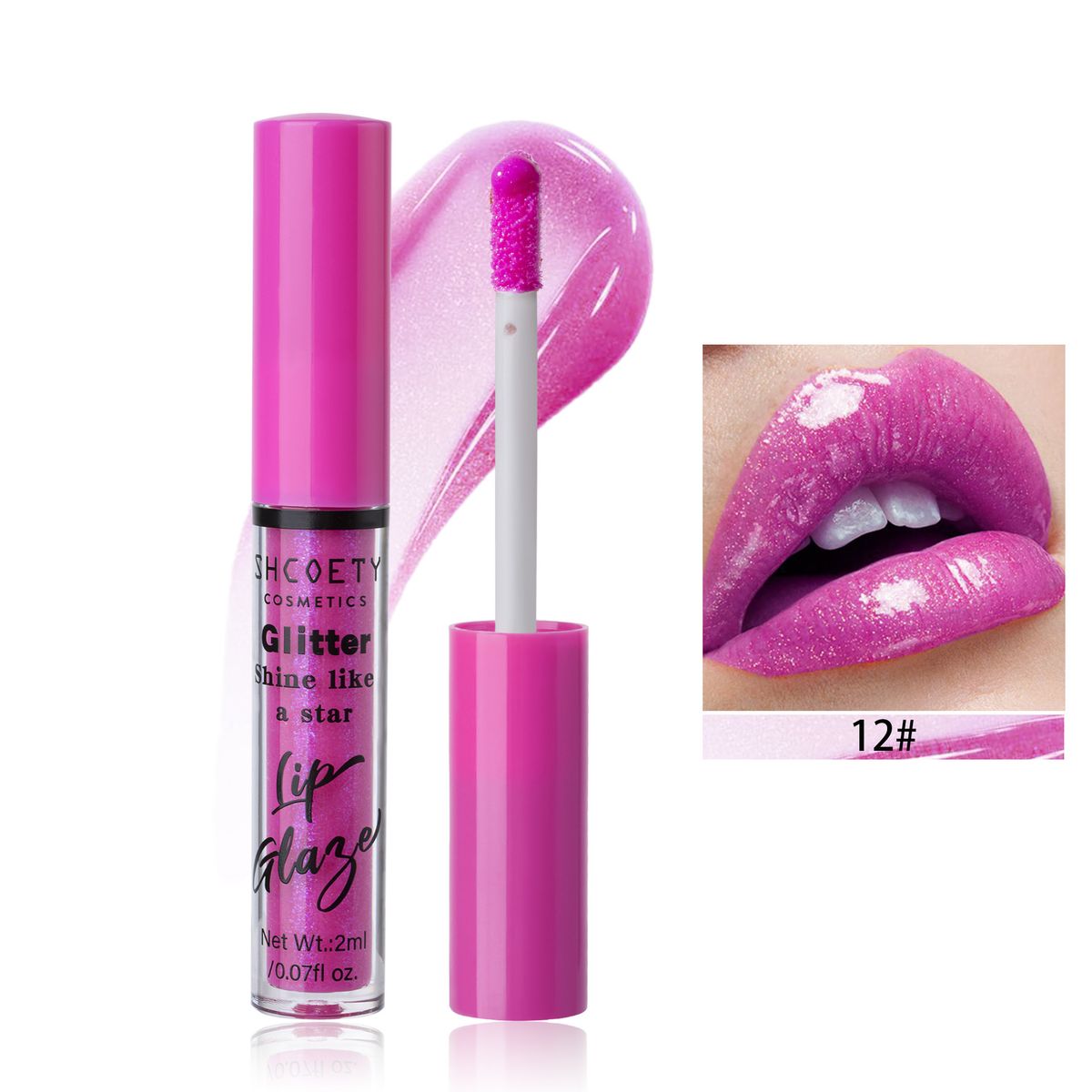 Lipgloss, matt, feiner Glitzer, Lip Glaze, langanhaltend, Antihaft-Cup, nicht verblassend, Nude-Lippenstift, Lipgloss_voghion.com