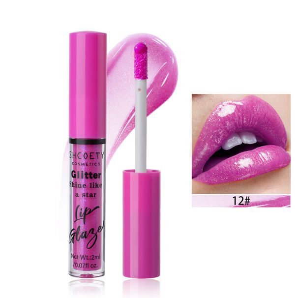 Lipgloss, matt, feiner Glitzer, Lip Glaze, langanhaltend, Antihaft-Cup, nicht verblassend, Nude-Lippenstift, Lipgloss_voghion.com