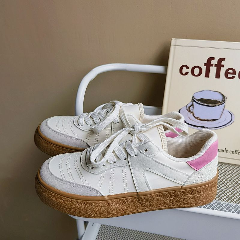 Lærredssko til kvinder, forår og efterår, platformsko til damer, hvide sneakers til kvinder, vulkaniserede sko_voghion.com