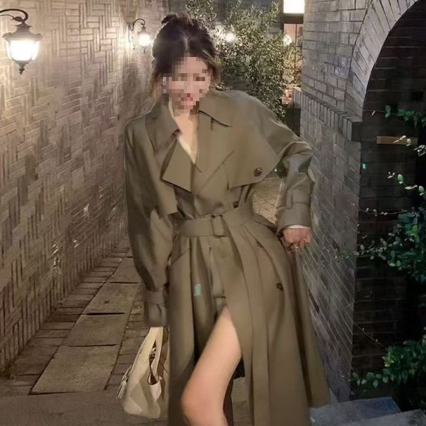 Elegant Korean-Style Long Trench Coat For Women - Slimming, Flattering & Versatile Outerwear For Petite To Plus Size_voghion.com