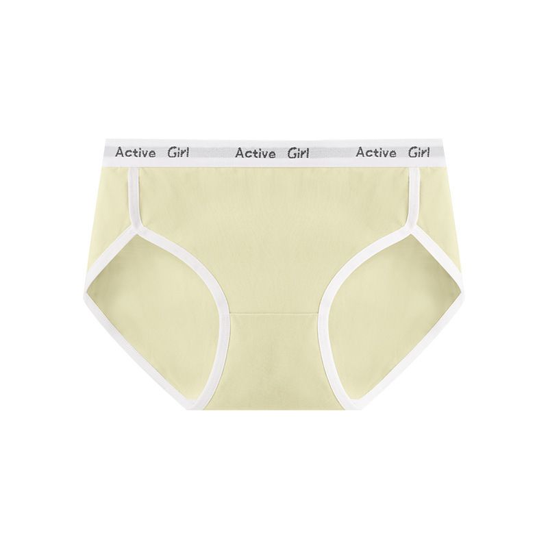 Damenunterwäsche, einfacher Sportstil, reine Baumwolle, Unterwäsche für Frauen, mittlere Taille, hoher Schlitz, Buchstaben-Taillenrand, gestrickte Baumwolle, antibakteriell_voghion.com