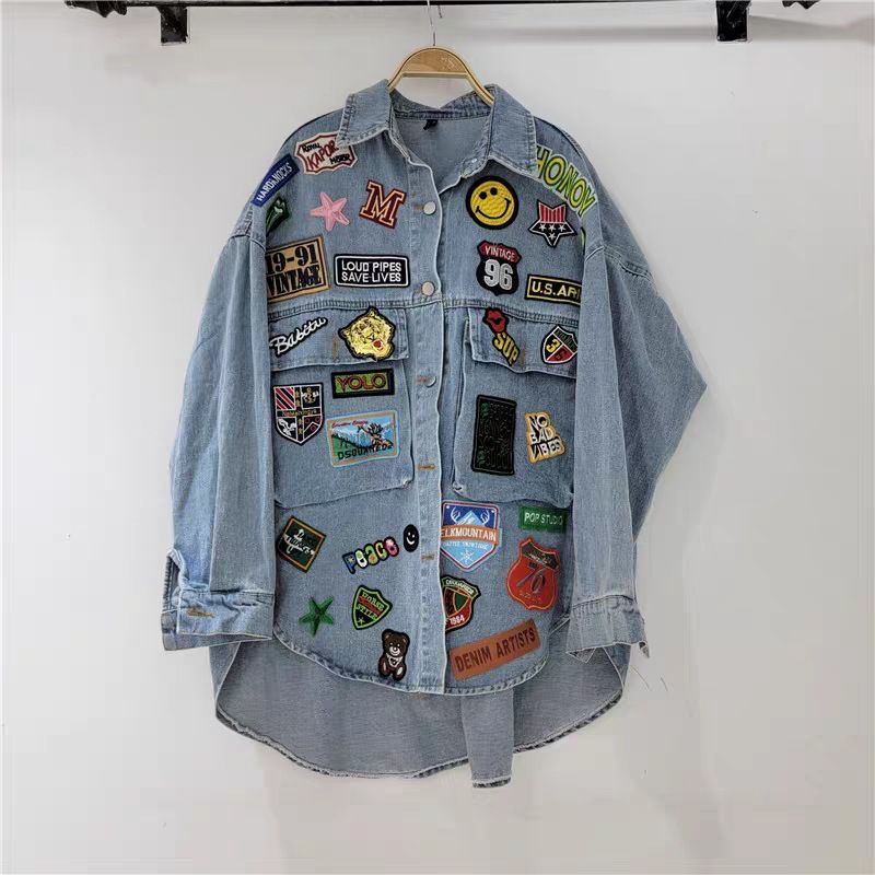 Dametøj Uregelmæssig vask jeans mode vestlig stil frakke kvinde_voghion.com
