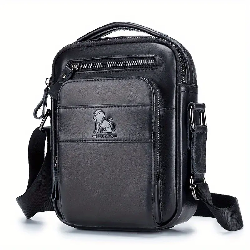 1pc peau de vache hommes une épaule Oblique Span petit sac Style rétro Vertical carré enveloppement tête couche peau de vache hommes sac_voghion.com