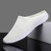 Summer Breathable plus size Men's Shoes Outer Wear Sports Casual Flying Woven Shoes Women's Slippers Lazy One Pedal Heel Half Slippers_voghion.com
